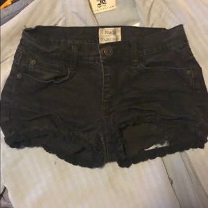 Black shorts with floral trim